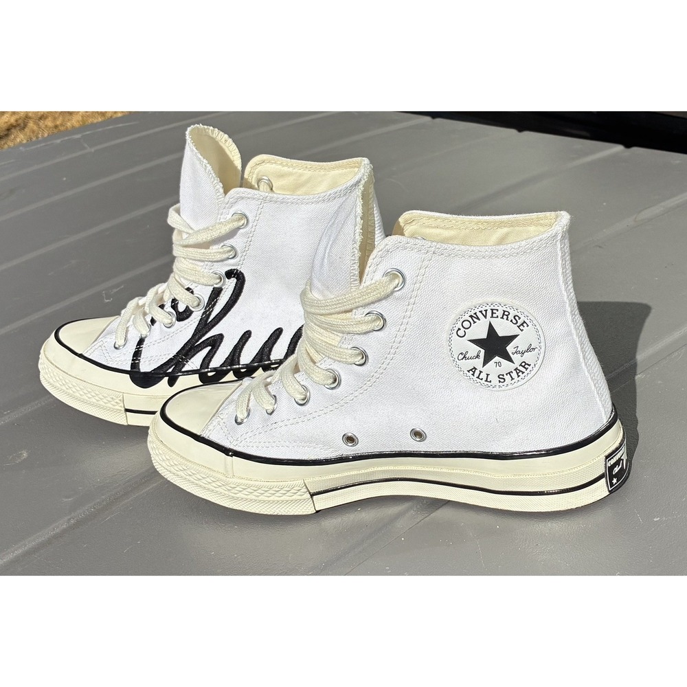 NEW Converse Chuck 70 High Scripted Signature Unisex White Egret Shoes 167696C